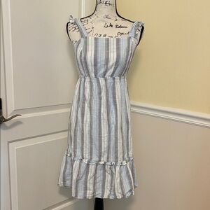 Madison grey stripe blue dress